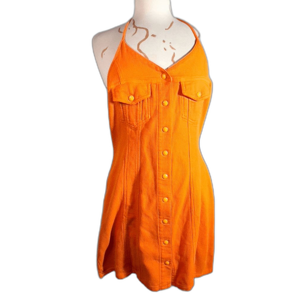 NAF NAF Dress Size 2 Y2k Orange Halter Boho Chic Maximalist Dress